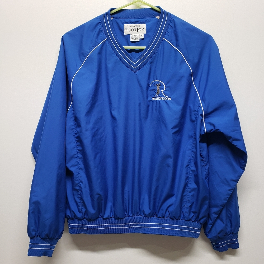 FootJoy Womens Golf Pullover Windshirt Blue V-Neck Renditions Logo Size Small